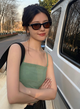 丁走走茶色墨镜女高级感2025新款甜酷辣妹小框防晒太阳眼镜网红潮