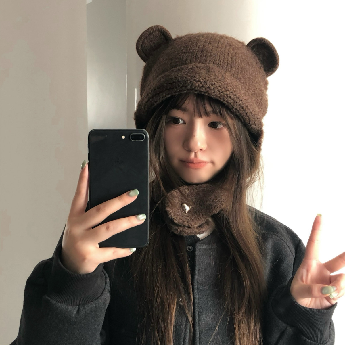 丁走走小熊毛线帽子女可爱显脸小含羊毛针织帽秋冬保暖护耳雷锋帽