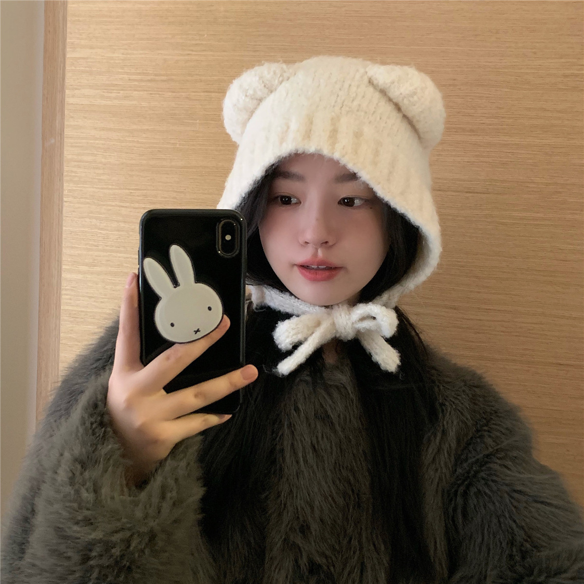 丁走走韩版系绳可爱小熊耳朵毛线帽子女秋冬季保暖毛绒护耳雷锋帽,淘宝优惠券,粉丝福利购,淘宝优惠卷