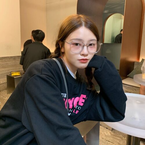 丁走走素颜大框显脸小框架眼镜女凹造型平光镜韩版百搭近视眼镜男 - 图2