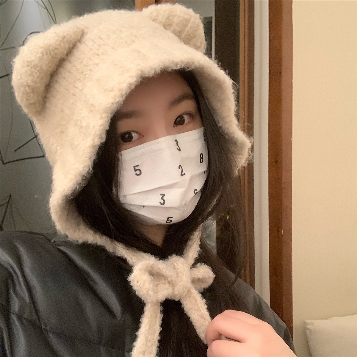 丁走走韩版系绳可爱小熊耳朵毛线帽子女秋冬季保暖毛绒护耳雷锋帽,淘宝优惠券,粉丝福利购,淘宝优惠卷