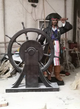 现货玻璃钢船长杰克定制人物模型