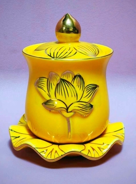 供佛莲花圣水杯瓷茶杯仙家三连杯