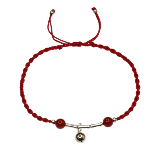 Бамбуковый браслет на ногу, цепочка ручной работы, плетеный браслет из красной нити, сексуальный колокольчик, простой и элегантный дизайн, популярно в интернете, подарок на день рождения