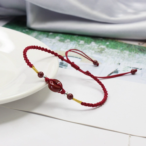 Защитный амулет, пряжка, браслет на ногу, модный плетеный браслет из красной нити, популярно в интернете, цвета киновари