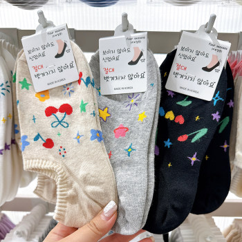 GLALALANE Korea Dongdaemun socks women's spring and summer socks thin non-falling invisible socks cotton loves