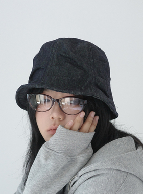 不挑穿搭褶皱纯色牛仔水桶渔夫帽