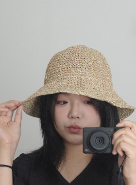 杂色草编可折叠便携防晒遮阳草帽