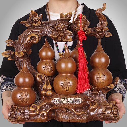 葫芦摆件大号 一对招财客厅酒柜办公室玄关家居摆设 乔迁开业礼品 - 图0