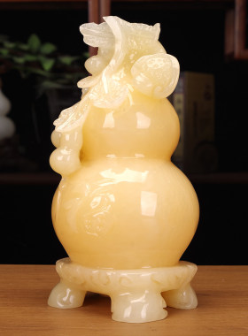 天然玉石葫芦摆件多子福禄镇宅