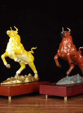 纯铜牛摆件牛运亨通家居客厅装饰品华尔街牛公司办公桌玄关工艺品