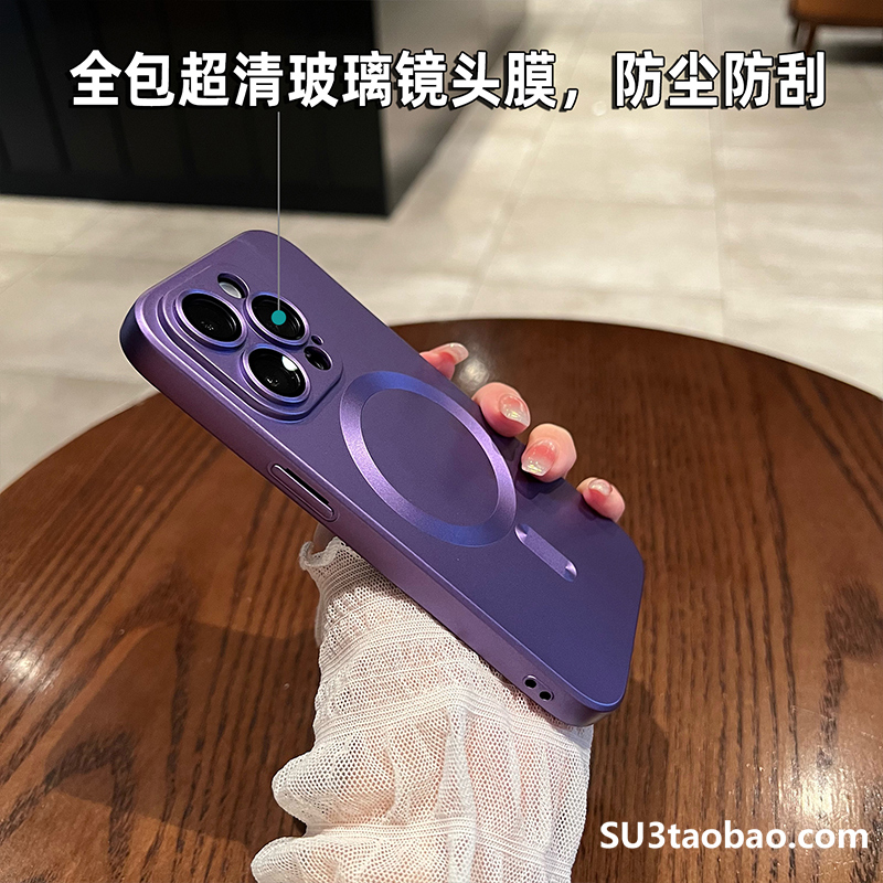 纯黑色MagSafe磁吸适用三星S23+手机壳S22ultra超薄S21磨砂S20FE软硅胶note20ultra全包10男士plus可无线充电 - 图1