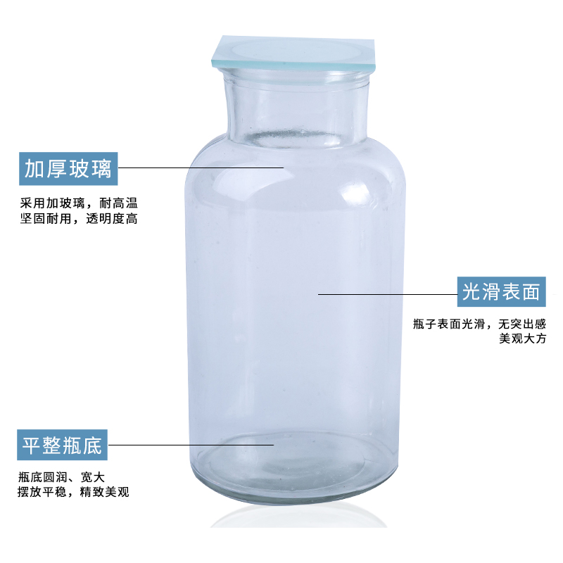 集气瓶125ml250ml500ml带磨砂片毛玻璃片瓶口磨砂初中化学实验室 - 图0