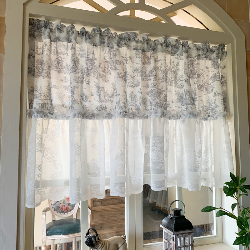 French retro gauze integrated window screen that is light-transmitting and opaque