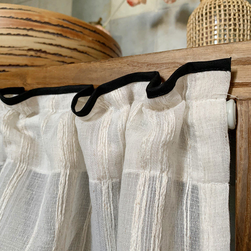 中古风日式棉麻短帘柜帘半帘橱柜遮挡帘柜子防尘隔断小窗帘免打孔,淘宝优惠券,粉丝福利购,淘宝优惠卷