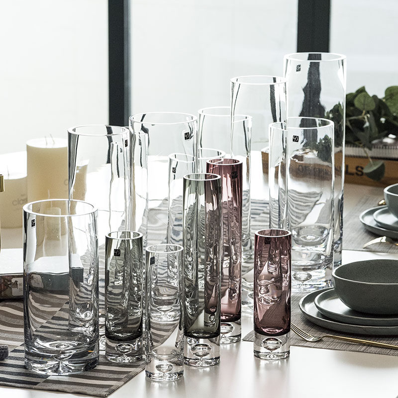 唯美 灵动气泡玻璃花瓶 透明水培插花花瓶直筒花器 客厅创意摆设,淘宝优惠券,粉丝福利购,淘宝优惠卷