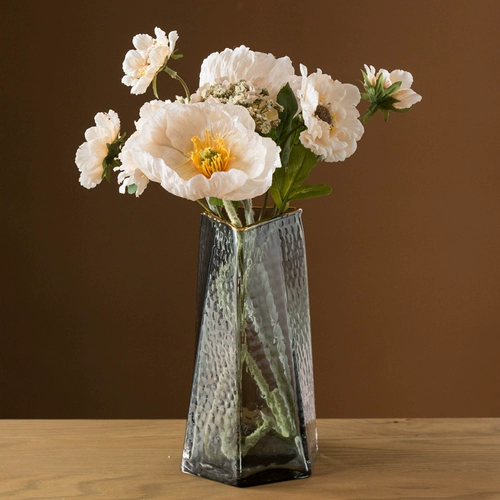 Nordic Creative Hammer Pattern Pattern Glass Vase Vase Прозрачный золото обозначение дистальной столовой цветочный цветок Purgrance