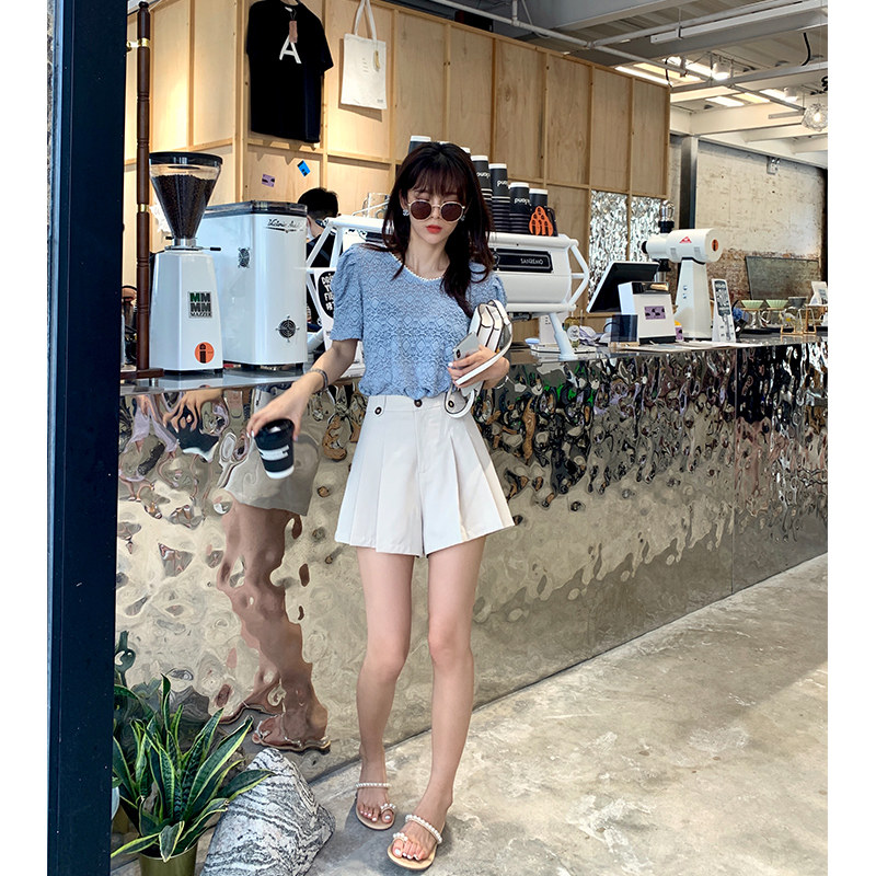 谜秀蕾丝衫女2020夏装新款韩版小衫 谜秀蕾丝衫/雪纺衫