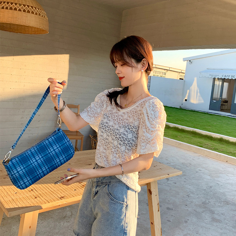 谜秀蕾丝衫女2020夏装新款韩版小衫 谜秀蕾丝衫/雪纺衫