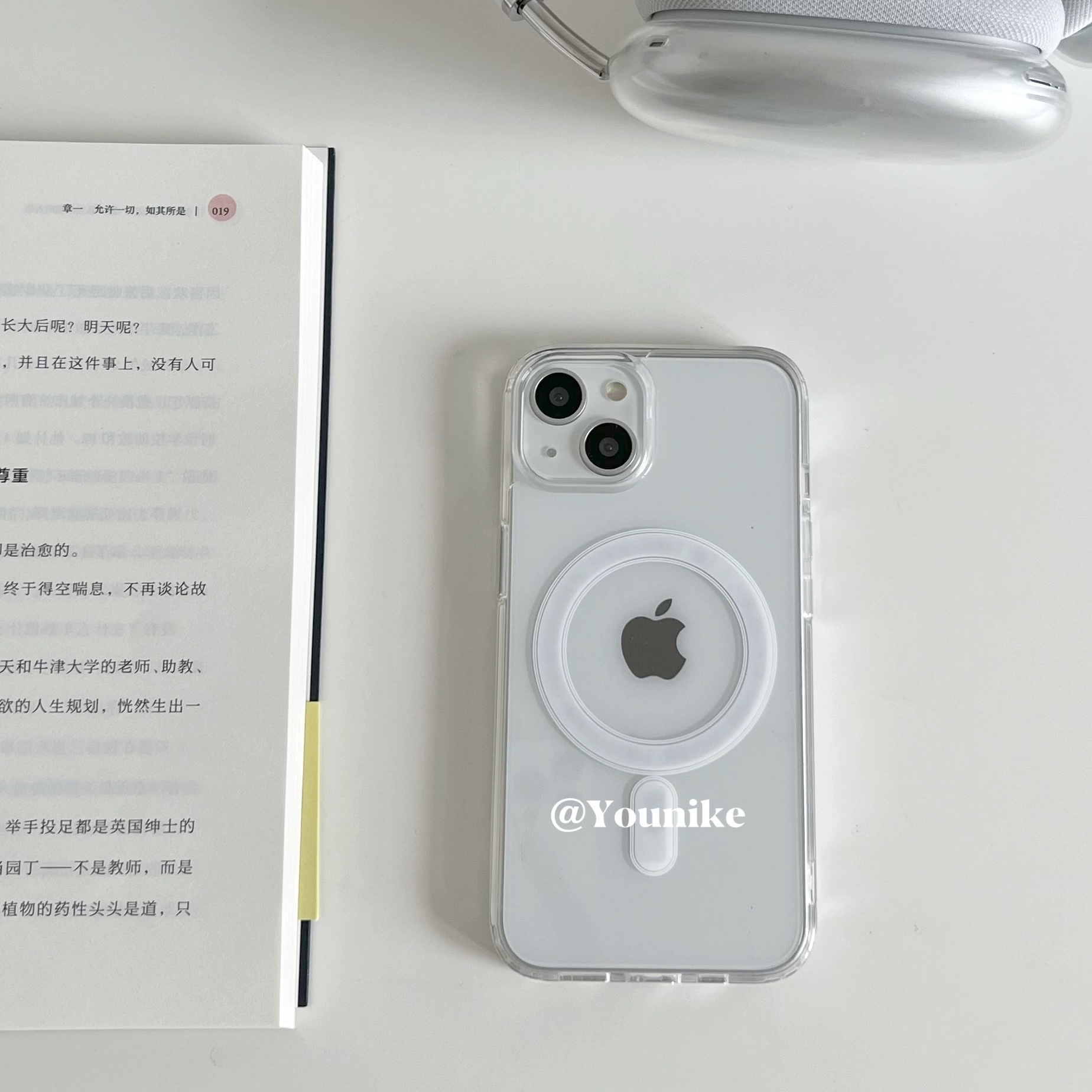 朴彩英rosé同款简约透明磁吸无线充磁吸卡包适用于iphone15pro/14promax苹果13/12/11手机壳保护套防摔 - 图1