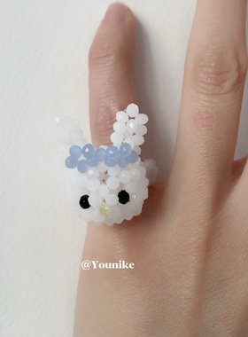 韩系设计师款夏日清透串珠戒指