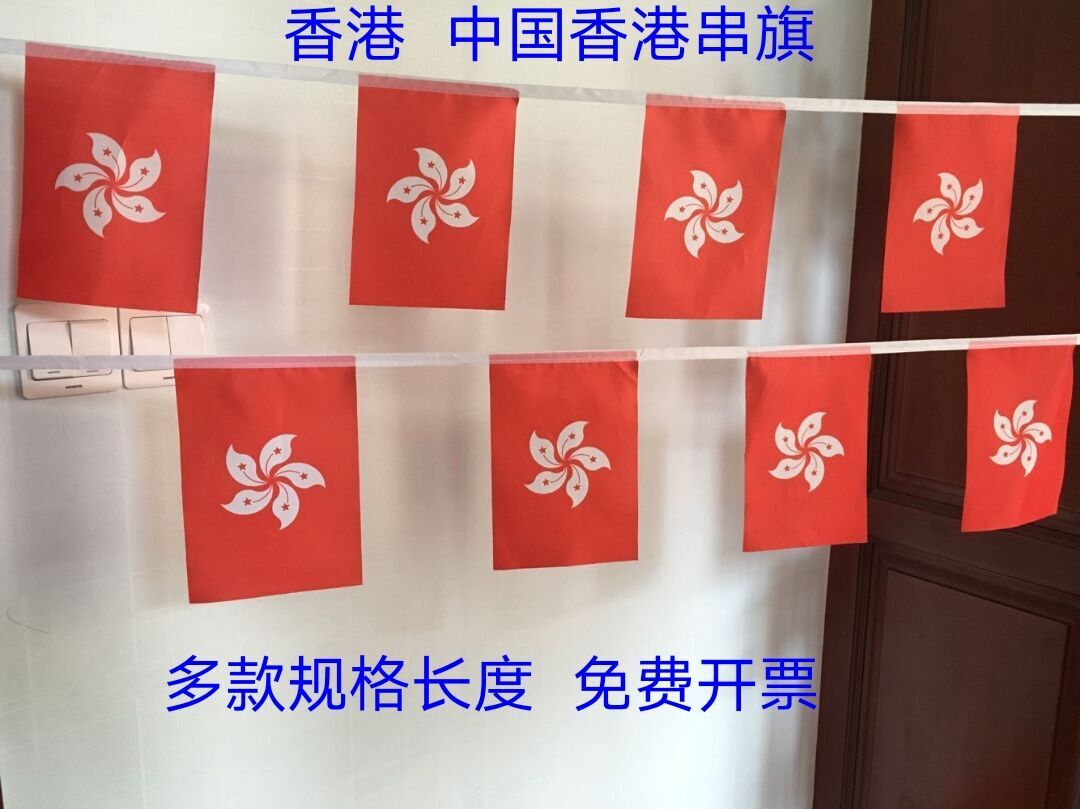 香港特区旗串旗香港旗帜办公桌旗手摇小旗子香港区旗紫荆花大旗子 - 图0