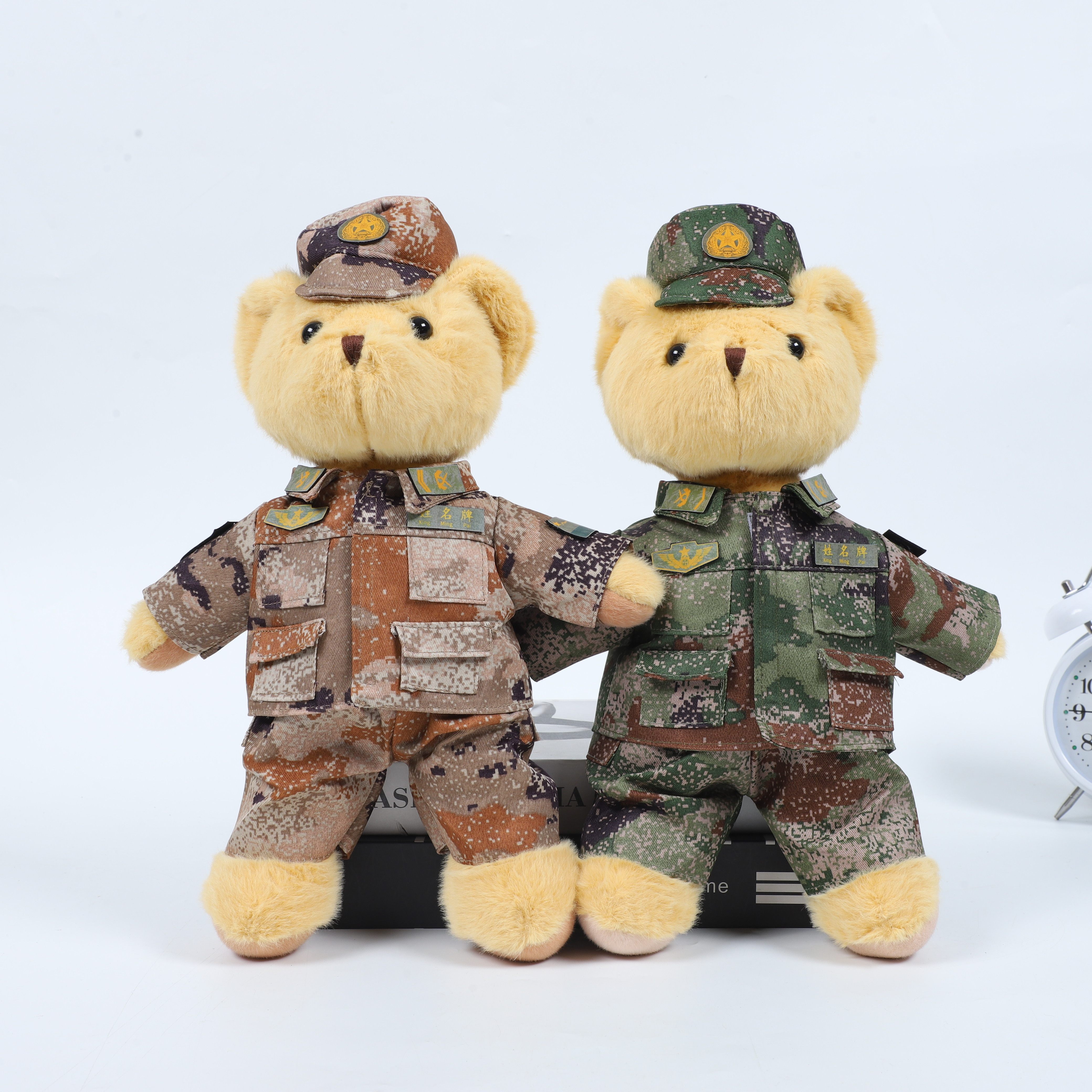 兵哥哥退伍纪念品玩偶小熊军人公仔大号迷彩服娃娃挂件毛绒玩具