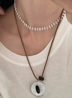 甜美风闪耀磨砂感小众设计项链