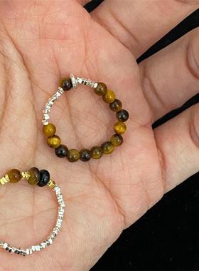 碎银子虎眼石拼接戒指秋冬氛围感