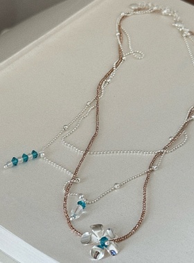 甜酷风银色方块闪亮锁骨链