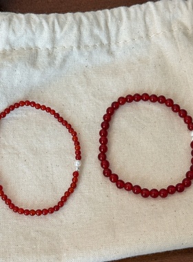 天然红玛瑙S925银珠手串