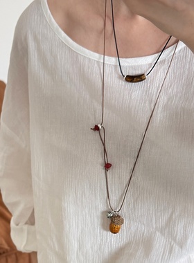 新中式极简百搭虎眼石弯弯黑绳