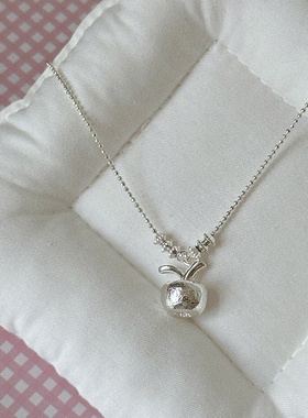 韩系ins风银雾感肌理苹果吊坠