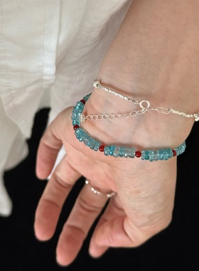 夏日果冻海清冷S925纯银手链