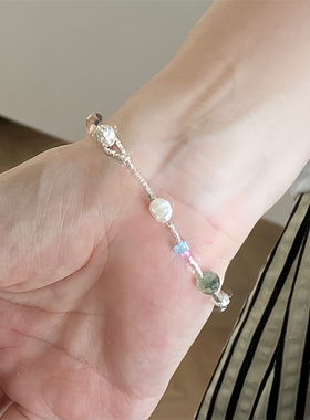水晶天然珍珠百搭手链