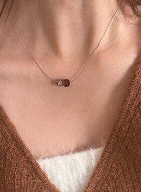 韩系猫眼钻球相扣锁骨链