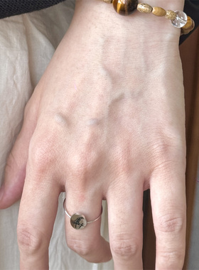 金色圆盘麦穗戒指法式