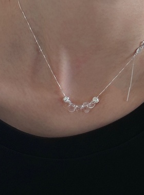 简约新中式天然白水晶猫眼珠项链