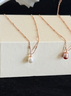 S925纯银天然白紫淡水珍珠吊坠