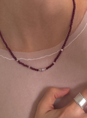 原创S925纯银石榴石串珠项链