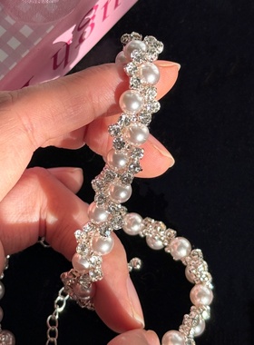 异彩法式爆闪镶钻曼塔玫瑰手链