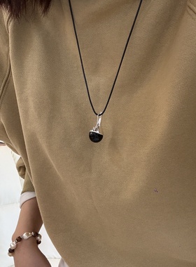 休闲长款小酒壶黑玛瑙吊坠项链