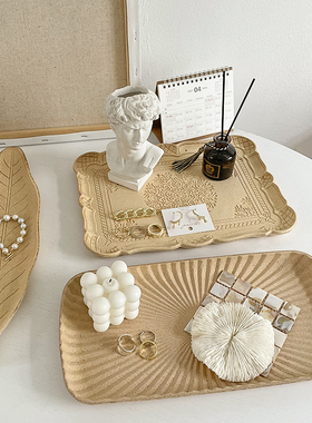 木质复古收纳香薰拍照道具托盘