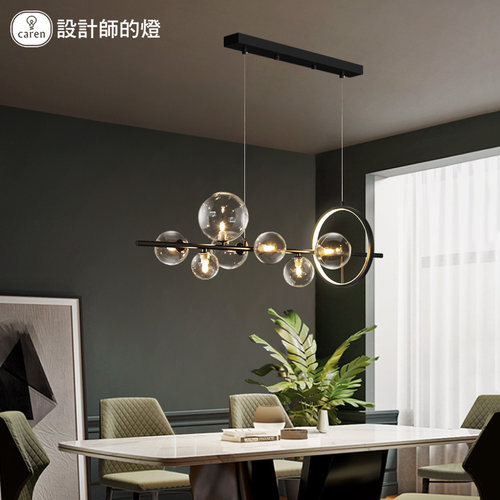 轻奢餐厅吊灯北欧现代艺术设计长条吧台灯具网红创意餐桌泡泡灯饰 - 图2