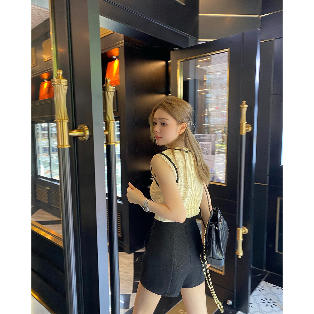 THEOPENDM 2022夏季新款百搭小香针织小背心女内搭外穿短款小开衫