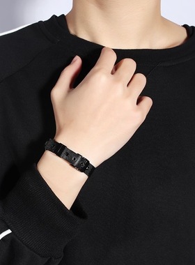 八宝罗盘黄金 金色黑色一整条钢带手环翡翠钻石表带男女