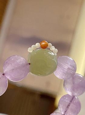 汉服十八子压襟紫水晶和田玉女