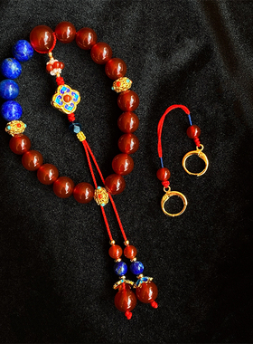 女青金石十八子古风旗袍挂