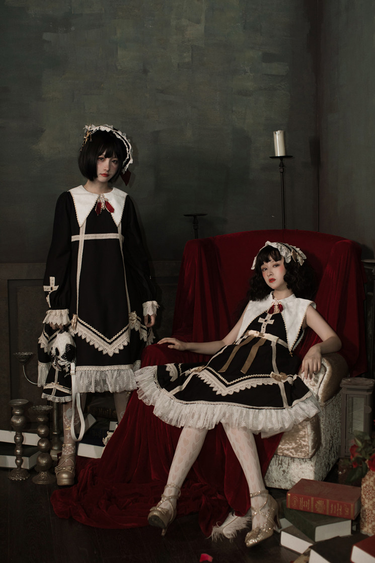 悠兰达||幕夜之诗||哥特搞死风 格十字暗黑连衣裙假领现货,淘宝优惠券,粉丝福利购,淘宝优惠卷