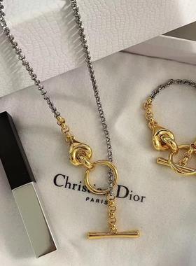 拼色项链ins黄铜镀金OT扣女时尚